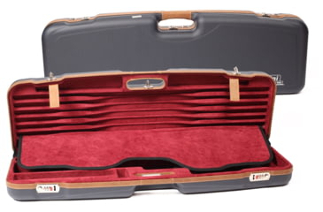 Image of Negrini OU Deluxe Sporting Shotgun Case + Tube Set, Navy/Tobacco Leather/Navy Interior, 1622LX-TUBE/5228