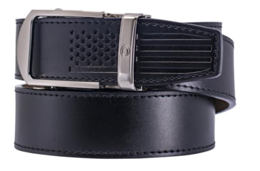 Image of Nexbelt Smooth USA Flag Tip Debossed Dress Belt, Non-EDC, Black, PCH6236