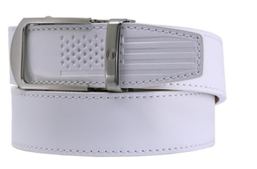 Image of Nexbelt Smooth USA Flag Tip Debossed Dress Belt, Non-EDC, White, PCH6243
