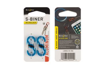 Image of Nite Ize S-Biner MicroLock Aluminum 2 - Pack Key Holder, Blue LSBMA-03-2R6