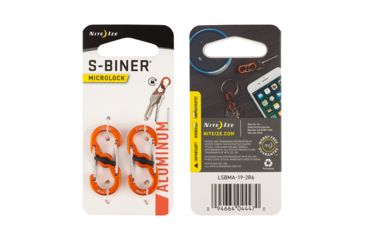 Image of Nite Ize S-Biner MicroLock Aluminum 2 - Pack Key Holder, Orange LSBMA-19-2R6