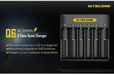 Image of Nitecore Battery Charger, IMR/ Li-ion, 6 Channels, 2000 mA Max Charge Current, Black, Q6
