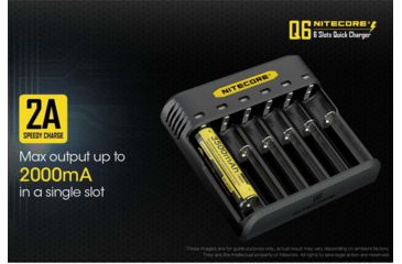 Image of Nitecore Battery Charger, IMR/ Li-ion, 6 Channels, 2000 mA Max Charge Current, Black, Q6