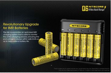Image of Nitecore Battery Charger, IMR/ Li-ion, 6 Channels, 2000 mA Max Charge Current, Black, Q6