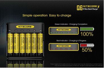 Image of Nitecore Battery Charger, IMR/ Li-ion, 6 Channels, 2000 mA Max Charge Current, Black, Q6