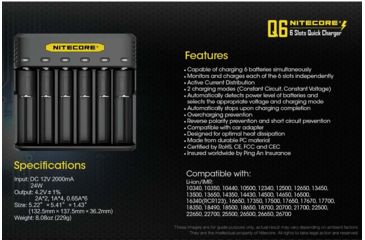 Image of Nitecore Battery Charger, IMR/ Li-ion, 6 Channels, 2000 mA Max Charge Current, Black, Q6