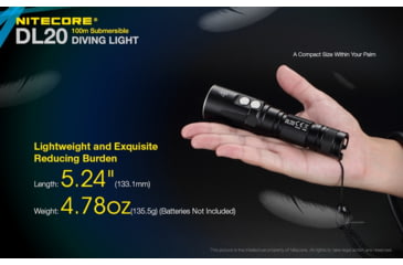 Image of Nitecore DL20 100m Underwater Submersible 1000 Lumen Dive Light with Red Light, Black, 6952506405275
