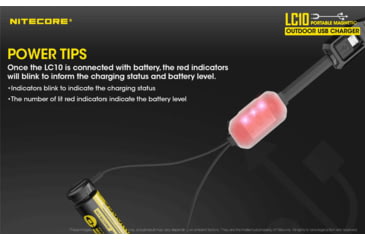 Image of Nitecore LC10 Portable Multi-Function USB Charger for 18650 Batteries, Cell Phones with Backup Flashlight, Black, 6952506492572