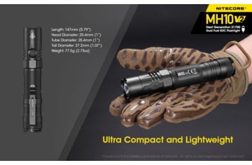 Image of Nitecore MH10 v2 1200 Lumen USB-C Rechargeable Flashlight, Black, 6952506405978