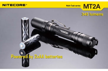 Image of Nitecore MT2A 345 Lumen LED Flashlight, Use 2x AA Batteries, Black, 6952506400744