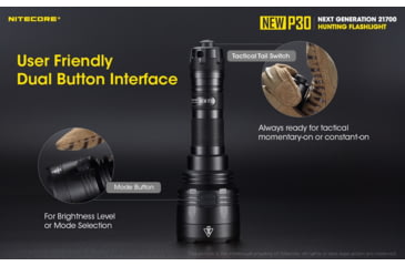 Image of Nitecore NEW P30 1000 Lumen 676 Yard Long Throw Hunting Flashlight, Black, 6952506405534