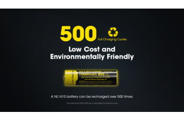Image of Nitecore NL1410 1000mAh Rechargeable 14500 Battery, Black/Yellow, 6952506496334