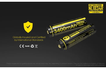 Image of Nitecore NL1834R 3400mAh USB Rechargeable 18650 Battery, Yellow, 6952506492305