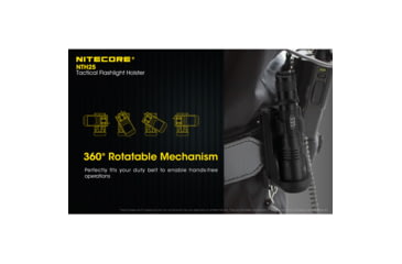 Image of Nitecore NTH25 Rotary Flashlight Holster with Adjustable Belt Clip, Black, 6952506493265