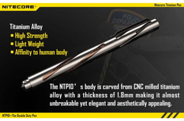 Image of Nitecore NTP10 Titanium Tactical Pen with Tungsten Steel Tip, Silver, 6952506401338
