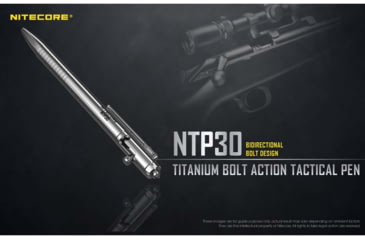 Image of Nitecore NTP30 Titanium Bidirectional Bolt Action Tactical Pen, Silver, 6952506492879