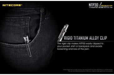 Image of Nitecore NTP30 Titanium Bidirectional Bolt Action Tactical Pen, Silver, 6952506492879
