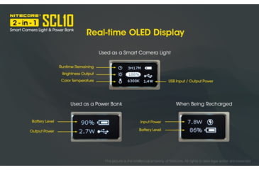 Image of Nitecore SCL10 2-in-1 Smart Camera Light and Power Bank, Silver, 6952506494026