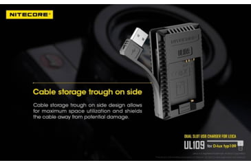 Image of Nitecore UL109 Digital Dual Slot USB Travel Battery Charger for Leica D-LUX TYP109, Black, 6952506492640