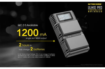 Image of Nitecore ULM10 Pro Digital QuickCharge 2.0 USB Battery Charger for Leica BP-SCL5 Batteries, Black, 6952506492725