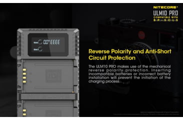 Image of Nitecore ULM10 Pro Digital QuickCharge 2.0 USB Battery Charger for Leica BP-SCL5 Batteries, Black, 6952506492725