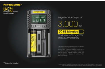 Image of Nitecore UMS2 Intelligent USB Dual-Slot Superb Battery Charger, Black, 6952506492817