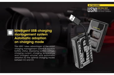 Image of Nitecore USN1 Sony Camera Battery Charger for NP-FW50 Batteries, Black, 6952506492374