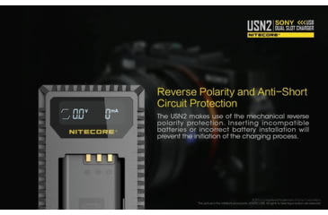 Image of Nitecore USN2 Sony Camera Battery Charger for NP-BX1 Batteries, Black, 6952506492626