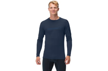 Image of Norrona Falketind Equaliser Merino Round Neck Shirt - Mens, Indigo Night/Pure Cashmere, 2XL, 1820-22-2017-XXL