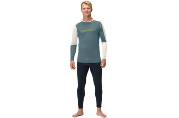 Image of Norrona Falketind Equaliser Merino Round Neck Shirt - Mens, North Atlantic/Snowdrop, Large, 7042698472205
