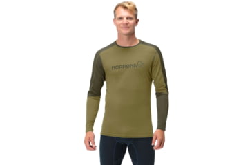 Image of Norrona Falketind Equaliser Merino Round Neck Shirt - Mens, Olive Drab/Olive Night, Small, 1820-22 3908 S