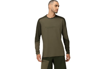 Image of Norrona Falketind Equaliser Merino Round Neck Shirt - Mens, Olive Night/Rosin, Extra Large, 1820-22-3319-XL