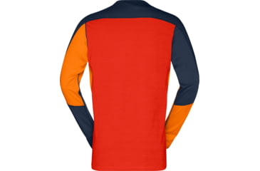 Image of Norrona Falketind Equaliser Merino Round Neck Shirt - Mens, Orange Popsicle/Indigo Night, Small, 7042698472120