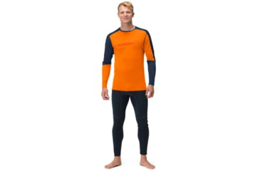 Image of Norrona Falketind Equaliser Merino Round Neck Shirt - Mens, Orange Popsicle/Indigo Night, Small, 7042698472120