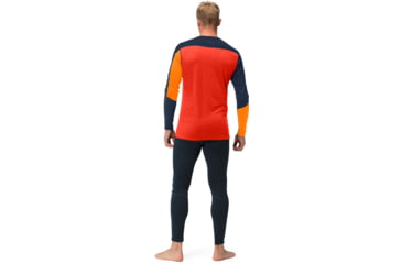 Image of Norrona Falketind Equaliser Merino Round Neck Shirt - Mens, Orange Popsicle/Indigo Night, Small, 7042698472120