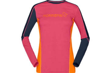 Image of Norrona Falketind Equaliser Merino Round Neck Shirt - Womens, Honeysuckle/Indigo Night, Small, 7042698472625
