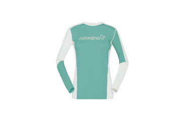 Image of Norrona Falketind Equaliser Merino Round Neck Shirt - Womens, Malachite Green, Small, 1822-22-3010-S