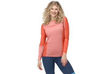 Image of Norrona Falketind Equaliser Merino Round Neck Shirt - Womens, Peach Amber/Orange Alert, Small, 1822-22 5649 S