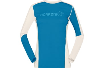 Image of Norrona Falketind Equaliser Merino Round Neck - Womens, Hawaiian Surf/Snowdrop, Large, 1822-22 6633 L