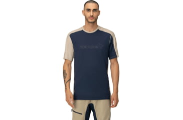 Image of Norrona Falketind Equaliser Merino T-Shirt - Mens, Indigo Night/Pure Cashmere, Extra Large, 1821-22-2017-XL