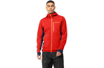 Image of Norrona Falketind Warm Octa Hooded Jacket - Men's, Arednalin Red/Indigo Night, Large, 1815-22 5637 L