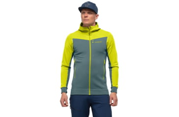 Image of Norrona Falketind Warmwool2 Stretch Zip Hood - Mens, Sulphur Spring/North Atlantic, Medium, 7042698457653