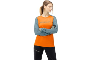 Image of Norrona Fjora Equaliser Lightweight Long Sleeve Shirt - Womens, Orange Popsicle/Tourmaline, Small, 7042698471956