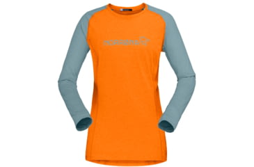 Image of Norrona Fjora Equaliser Lightweight Long Sleeve Shirt - Womens, Orange Popsicle/Tourmaline, Small, 7042698471956
