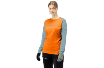 Image of Norrona Fjora Equaliser Lightweight Long Sleeve Shirt - Womens, Orange Popsicle/Tourmaline, Small, 7042698471956