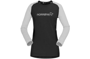Image of Norrona Fjora Equaliser Lightweight Long Sleeve - Womens, Caviar Black/Light Grey, Small, 2228-18 7782 S