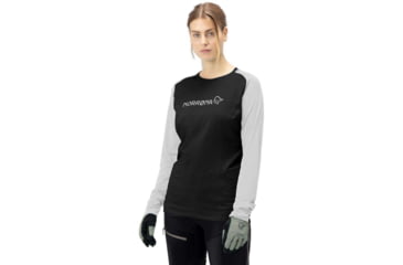 Image of Norrona Fjora Equaliser Lightweight Long Sleeve - Womens, Caviar Black/Light Grey, Small, 2228-18 7782 S