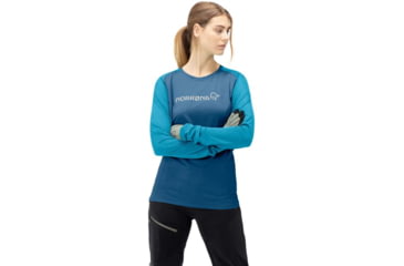 Image of Norrona Fjora Equaliser Lightweight Long Sleeve - Womens, Mykonos Blue/Aquarius, Large, 2228-18 6011 L