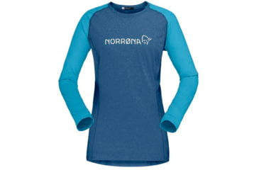 Image of Norrona Fjora Equaliser Lightweight Long Sleeve - Womens, Mykonos Blue/Aquarius, Large, 2228-18 6011 L
