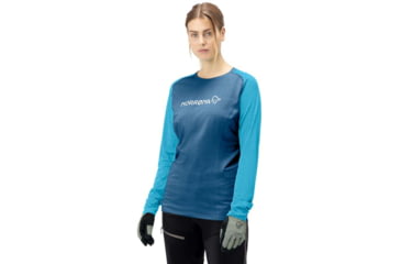 Image of Norrona Fjora Equaliser Lightweight Long Sleeve - Womens, Mykonos Blue/Aquarius, Large, 2228-18 6011 L